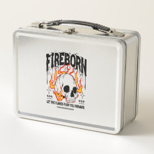 Fireborn Skull Urban Streetwear Metal Lunch Box