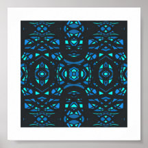 Firebrand Blue Black Abstract Gouache Art