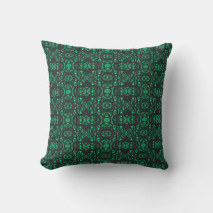 Firebrand Green Black Abstract Gouache Art Throw Pillow