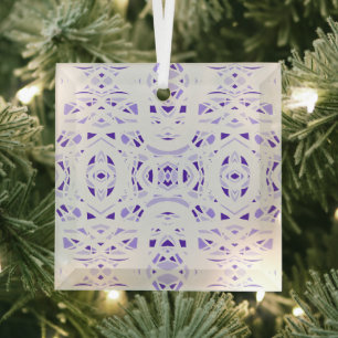 Firebrand Purple White Abstract Gouache Art Glass Ornament