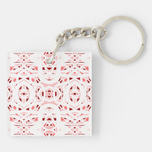 Firebrand Red White Abstract Gouache Art Keychain