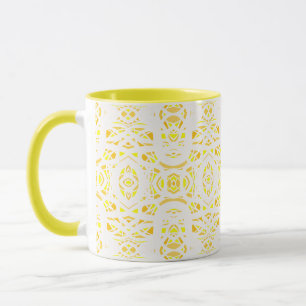 Firebrand Yellow White Abstract Gouache Art Mug