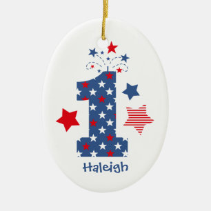 Firecracker 1st Birthday Ceramic Ornament