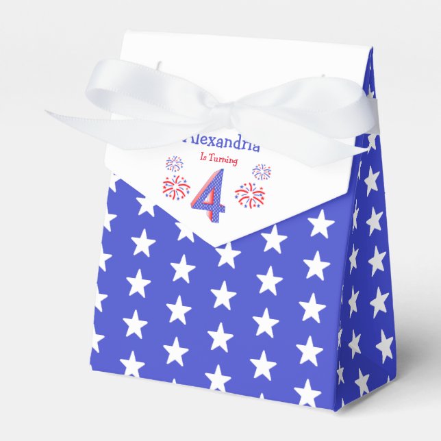 Firecracker 4th Birthday Favor Box (Front Side)