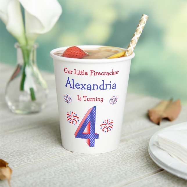 Firecracker 4th Birthday Paper Cups (Insitu)