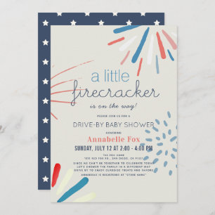 Firecracker 4th of July Drive-by Baby Shower Invitation