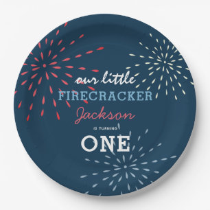 Firecracker 4th of July Fireworks Birthday Paper Plate