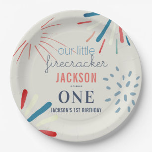 Firecracker 4th of July Fireworks Birthday Paper Plate