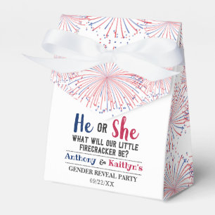 Firecracker 4th Of July Gender Reveal Party Favor Box