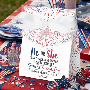 Firecracker 4th Of July Gender Reveal Party Favor Box