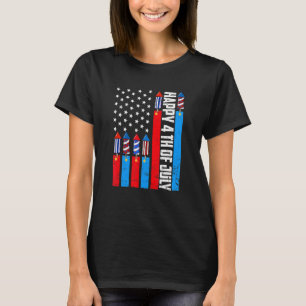 Firecracker American Flag Patriotic Happy 4th Of J T-Shirt