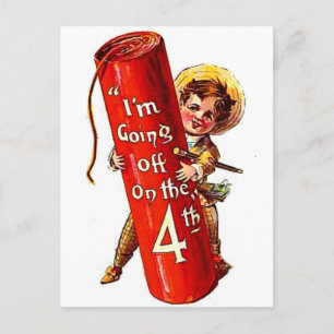 Firecracker Boy Joke 4 juillet Carte postale Vinta