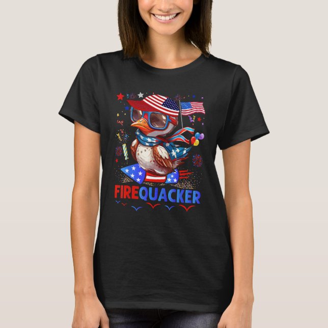 Firecracker Duck 4th of July Patriotic Day Usa Fla T-Shirt (Front)