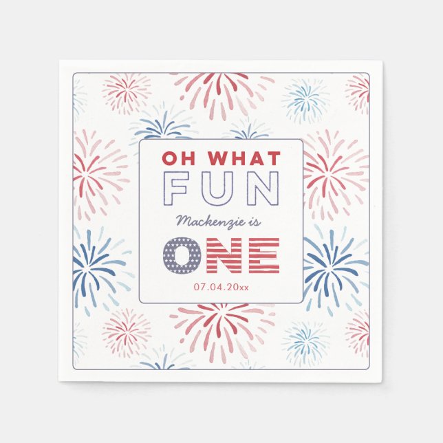 Firecracker Fun To Be One 1st Birthday Party Napkin (Front)