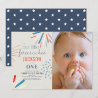 Firecracker July 4th Fireworks Photo 1st Birthday