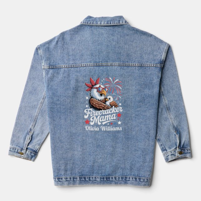 Firecracker Mama 4th of July Matching Family Denim Jacket (Back)