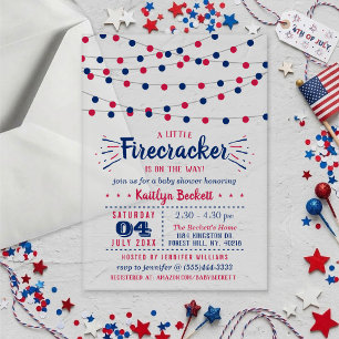 Firecracker On The Way! 4th Of July Baby Shower Acrylic Invitations