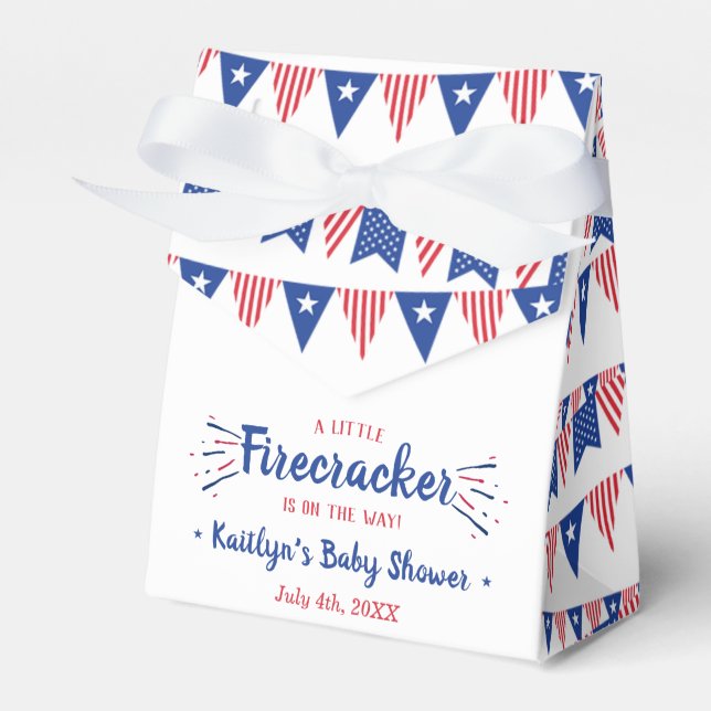 Firecracker On The Way! 4th Of July Baby Shower Favor Box (Front Side)