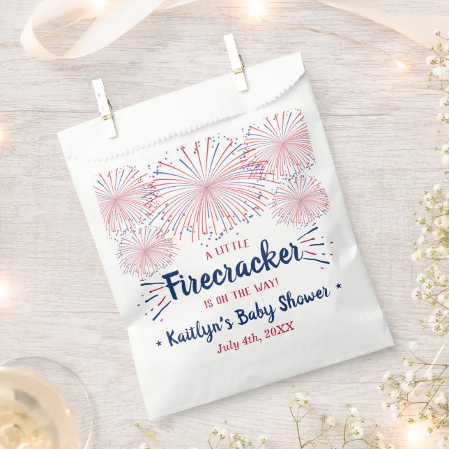 Firecracker On The Way! 4th Of July Baby Shower Favour Bag (Clipped)