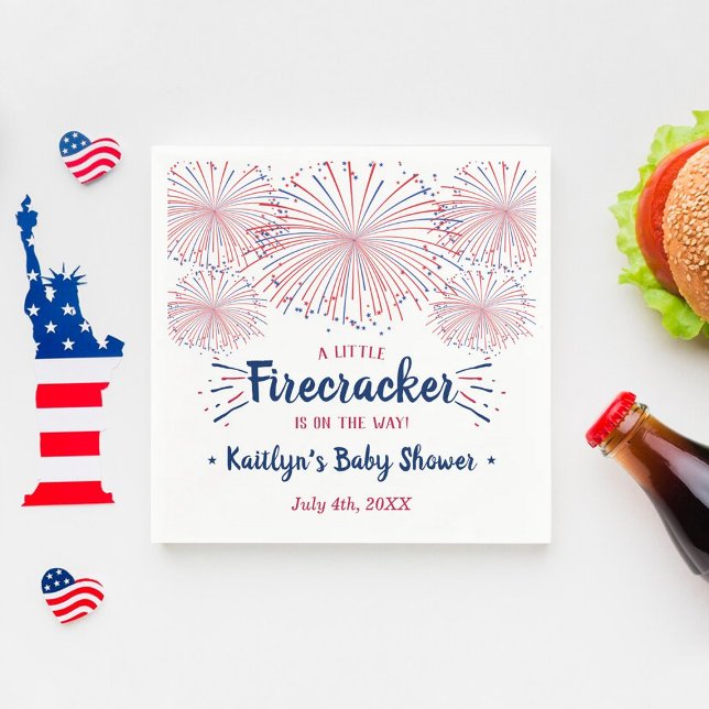 Firecracker On The Way! 4th Of July Baby Shower Napkin (Creator Uploaded)