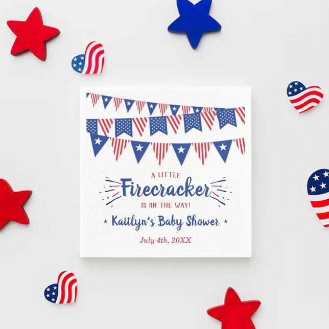 Firecracker On The Way! 4th Of July Baby Shower Napkin (Creator Uploaded)