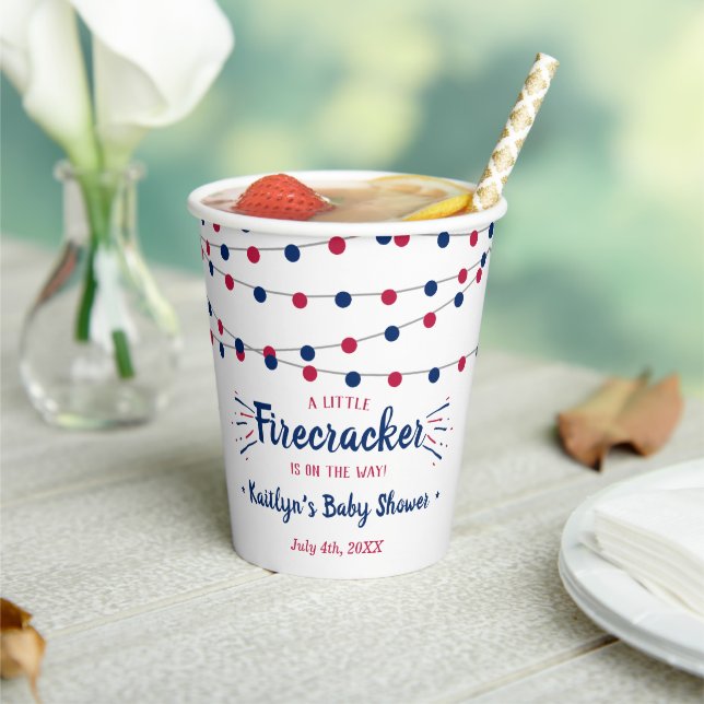 Firecracker On The Way! 4th Of July Baby Shower Paper Cups (Insitu)