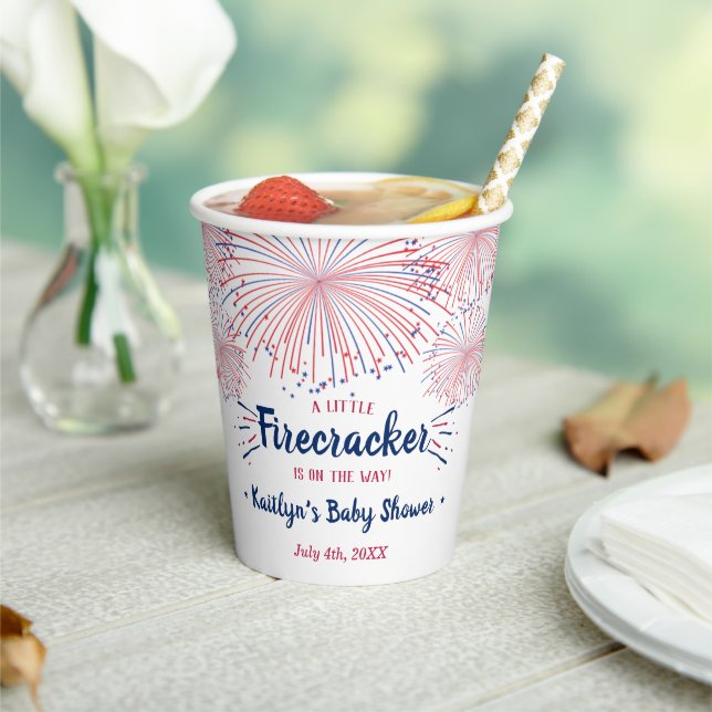 Firecracker On The Way! 4th Of July Baby Shower Paper Cups (Insitu)
