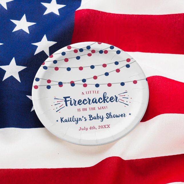 Firecracker On The Way! 4th Of July Baby Shower Paper Plate (Creator Uploaded)