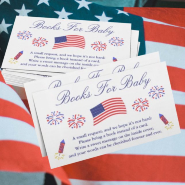 Firecracker Patriotic Books For Baby Shower Card (Creator Uploaded)