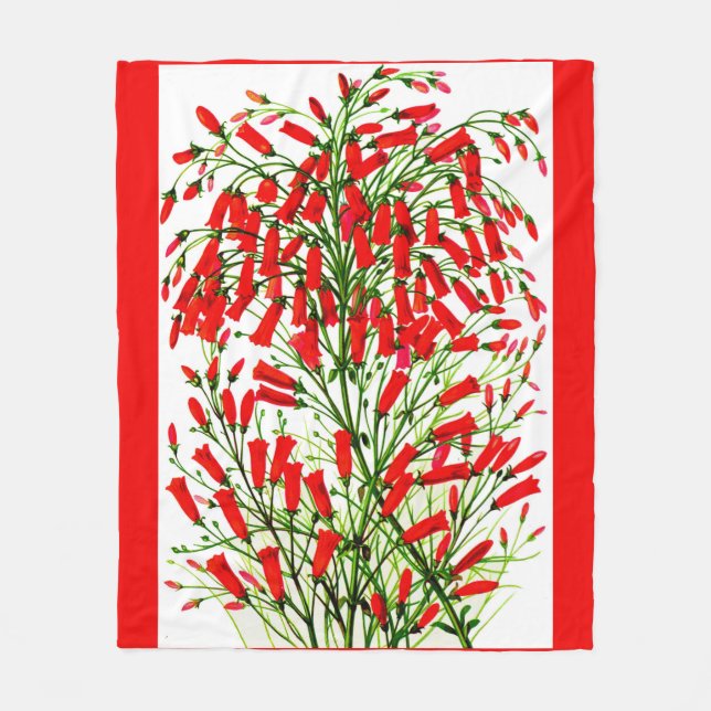 firecracker plant print fleece blanket (Front)