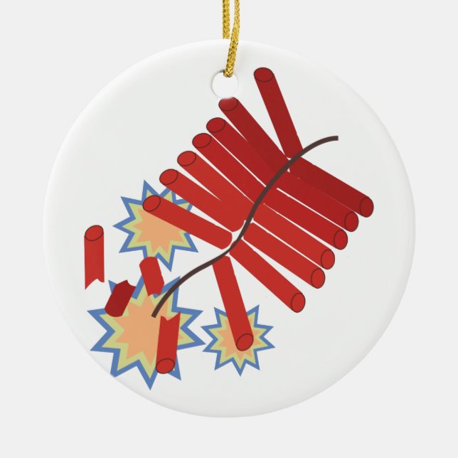 Firecrackers Ceramic Ornament (Front)