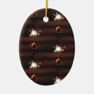 firecrackers ceramic ornament