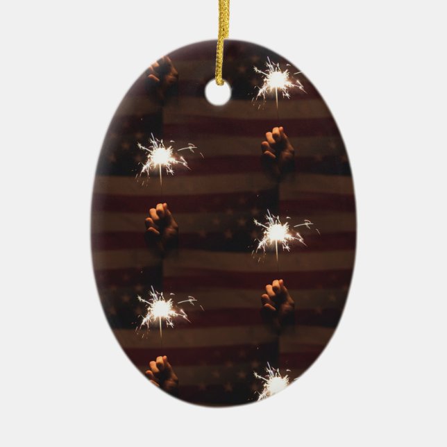 firecrackers ceramic ornament (Front)