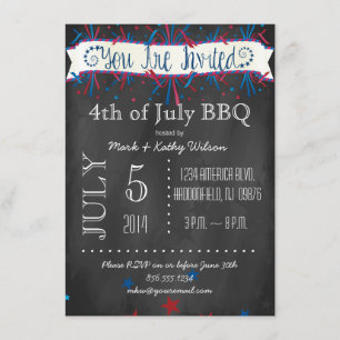 Firecrackers & Stars 4 juillet Invitation