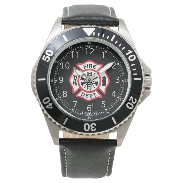Firef Dept Maltese Cross, Firefighter Watches Men (Front)
