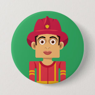Firefighter 3 Inch Round Button