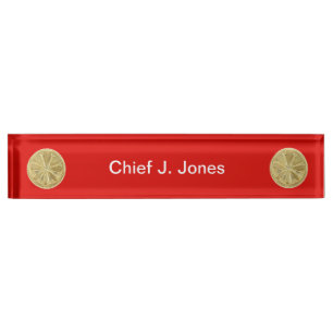 Firefighter 4 Bugle Gold Medallion Nameplate
