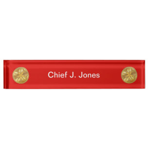 Firefighter 5 Bugle Gold Medallion Nameplate