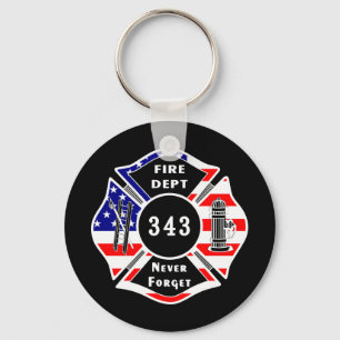 Firefighter 9/11 Never Forget 343 Keychain