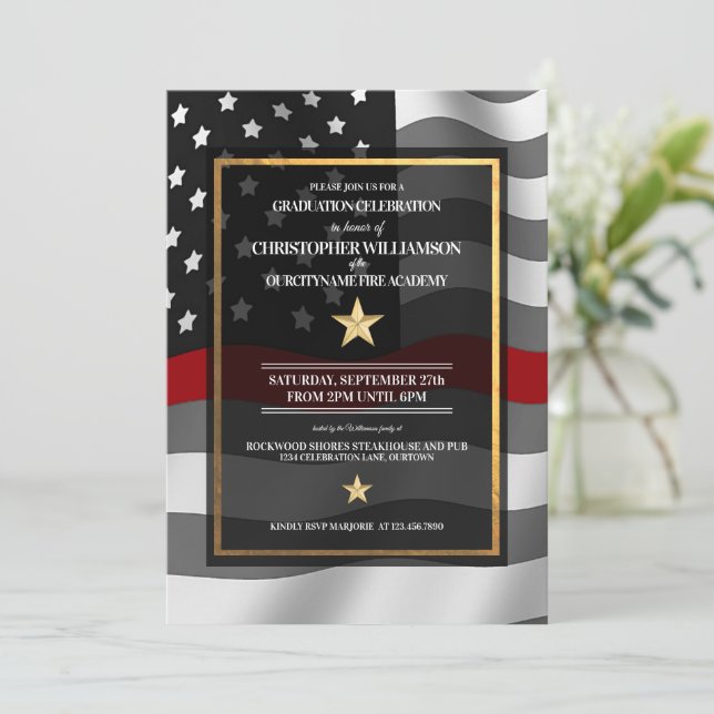 Firefighter Academy Graduation Party Invitation (Standing Front)