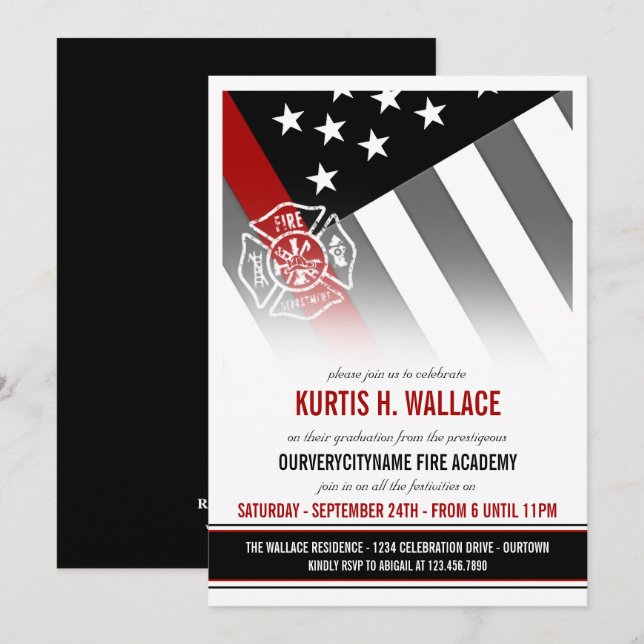 Firefighter Academy Graduation Party Invitation (Front/Back)