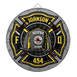 Firefighter ADD NAME Fire Department Rescue Team Dartboard<br><div class="desc">Firefighter ADD NAME Fireman Fire Department design - Emblem with Helmet and Axe. Customize with your Name,  Station/Dept Number and location.</div>