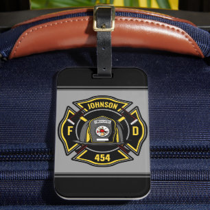Firefighter ADD NAME Fire Department Rescue Team Luggage Tag