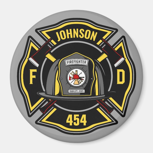 Firefighter ADD NAME Fire Department Rescue Team  Magnet (Front)