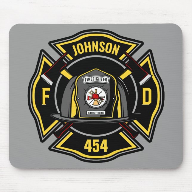 Firefighter ADD NAME Fire Department Rescue Team Mouse Pad (Front)