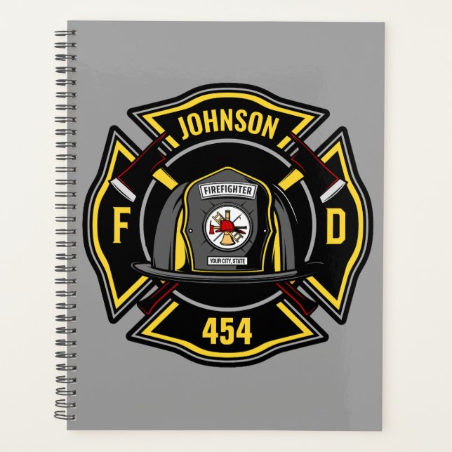 Firefighter ADD NAME Fire Department Rescue Team Planner (Front)