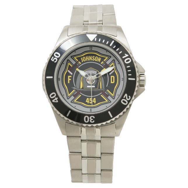 Firefighter ADD NAME Fire Department Rescue Team  Watch (Front)