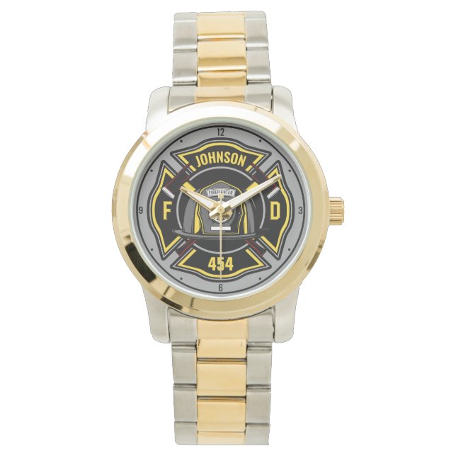Firefighter ADD NAME Fire Department Rescue Team  Watch (Front)