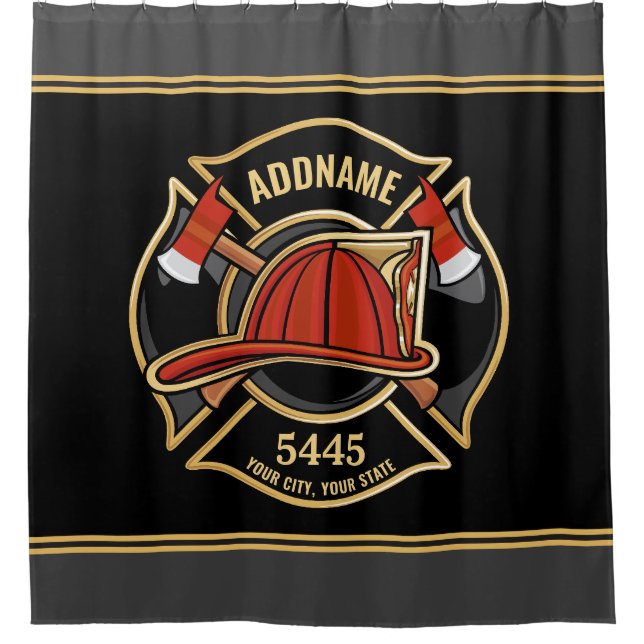 Firefighter ADD NAME Fire Station Department Badge (Front)