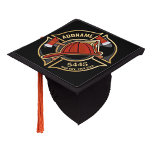 Firefighter ADD NAME Fire Station Department Badge Graduation Cap Topper<br><div class="desc">Firefighter NAME Fireman Fire Department - Emblem with Red Helmet and Axe. Customize with your Name,  Station/Dept Number and location.</div>